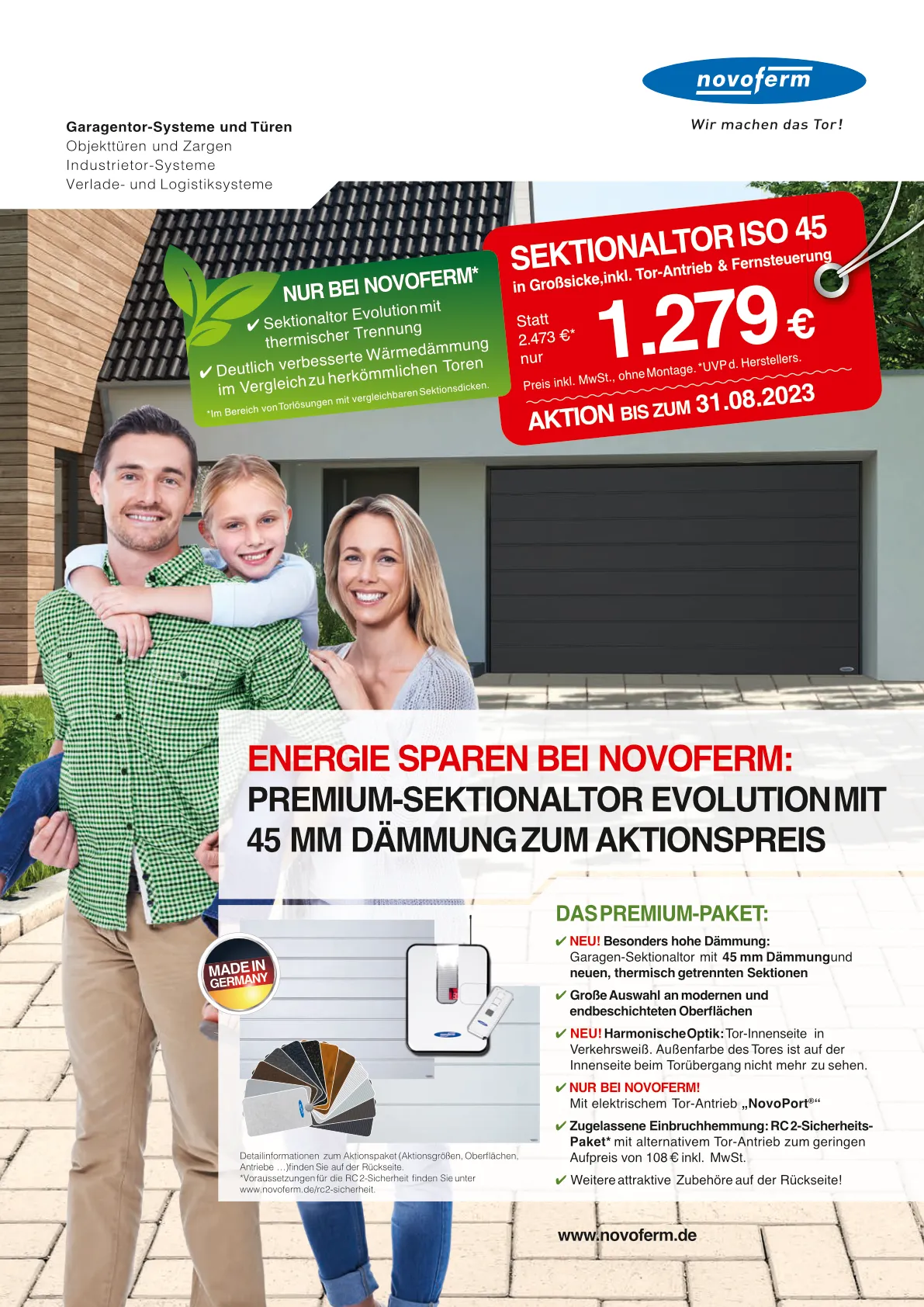 Aktionsflyer Sektionaltor ISO 45 - NovoFerm